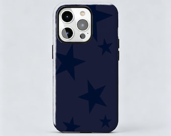 Custodia per telefono minimalista blu scuro con stelle, stile retrò classico Y2K femminile per iPhone e Samsung