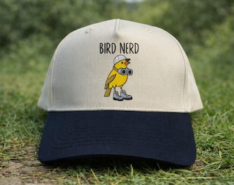 Embroidered Bird Nerd Embroidered Trucker Hat, Funny Bird Watcher Baseball Hat, Bird Lover Gift Hat, Twitcher Nature Cap, Backyard Bird Cap