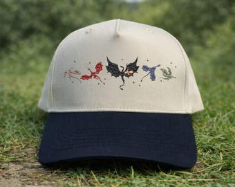 Fourth Wing Embroidered Trucker Hat, Basgiath War College Dragon Embroidery Baseball Hat, Tiny Dragons Hat, Bookish Hat, Trendy Summer Hat