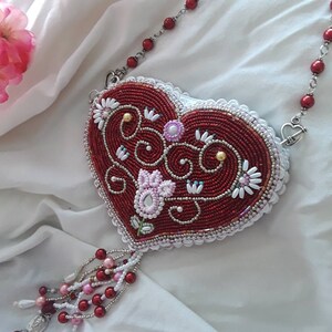 Hand Beaded Heart Purse