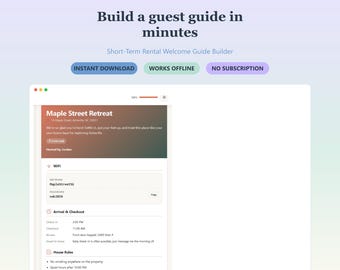 Vacation Rental Welcome Book & Guest Guide Builder for Airbnb Hosts | House Manual, Check-in, WiFi, Local Tips