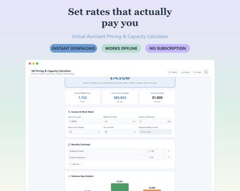 Virtual Assistant Pricing Calculator | Hourly Rate Builder, Capacity Planner, Package Pricing