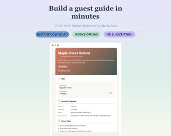 Vacation Rental Welcome Book & Guest Guide Builder for Airbnb Hosts | House Manual, Check-in, WiFi, Local Tips