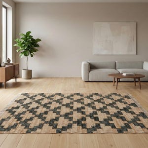 Handwoven Wool Kilim Rug – Southwestern Octagon Medallion Floor Decor