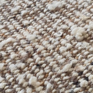 Handwoven Jute Wool Rug, 100% newzealand wool‚ Natural Boho Dhurrie Rug, Rustic Farmhouse Area Rug, Handmade Carpet, Neutral Wool Jute Rug image 1