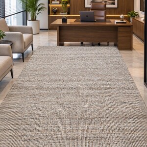 Handwoven Jute Wool Rug, 100% newzealand wool‚ Natural Boho Dhurrie Rug, Rustic Farmhouse Area Rug, Handmade Carpet, Neutral Wool Jute Rug image 14