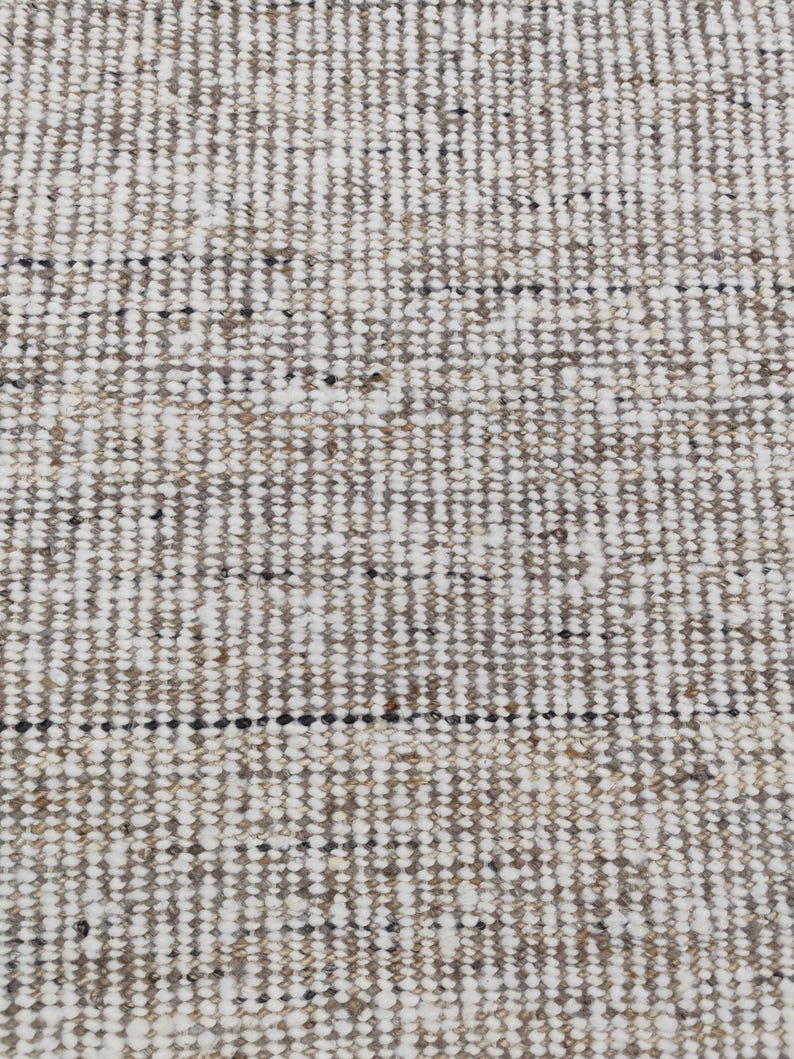 Handwoven Jute Wool Rug, 100% newzealand wool‚ Natural Boho Dhurrie Rug, Rustic Farmhouse Area Rug, Handmade Carpet, Neutral Wool Jute Rug image 13