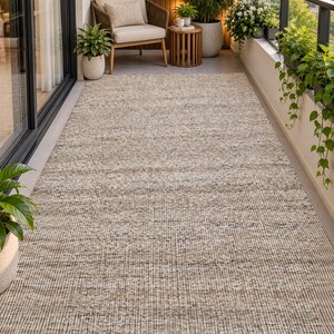 Handwoven Jute Wool Rug, 100% newzealand wool‚ Natural Boho Dhurrie Rug, Rustic Farmhouse Area Rug, Handmade Carpet, Neutral Wool Jute Rug image 16