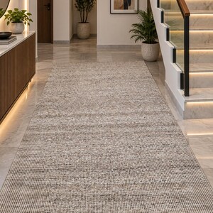 Handwoven Jute Wool Rug, 100% newzealand wool‚ Natural Boho Dhurrie Rug, Rustic Farmhouse Area Rug, Handmade Carpet, Neutral Wool Jute Rug image 6