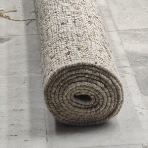 Handwoven Jute Wool Rug, 100% newzealand wool‚ Natural Boho Dhurrie Rug, Rustic Farmhouse Area Rug, Handmade Carpet, Neutral Wool Jute Rug image 11