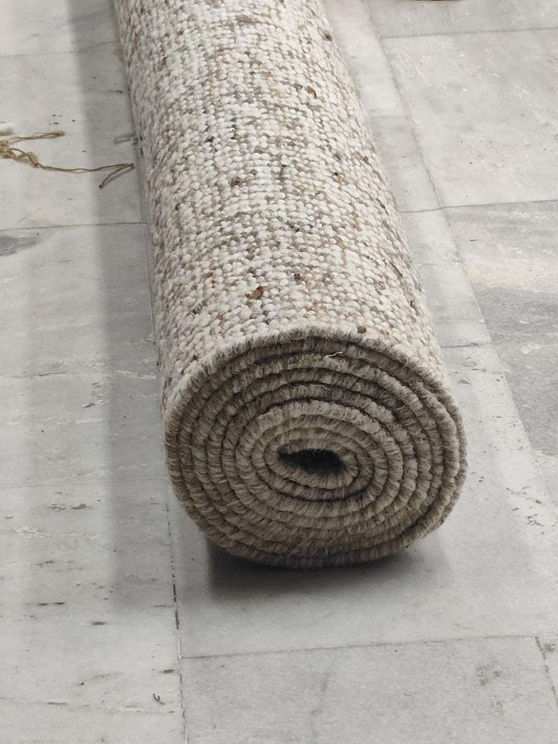 Handwoven Jute Wool Rug, 100% newzealand wool‚ Natural Boho Dhurrie Rug, Rustic Farmhouse Area Rug, Handmade Carpet, Neutral Wool Jute Rug image 11