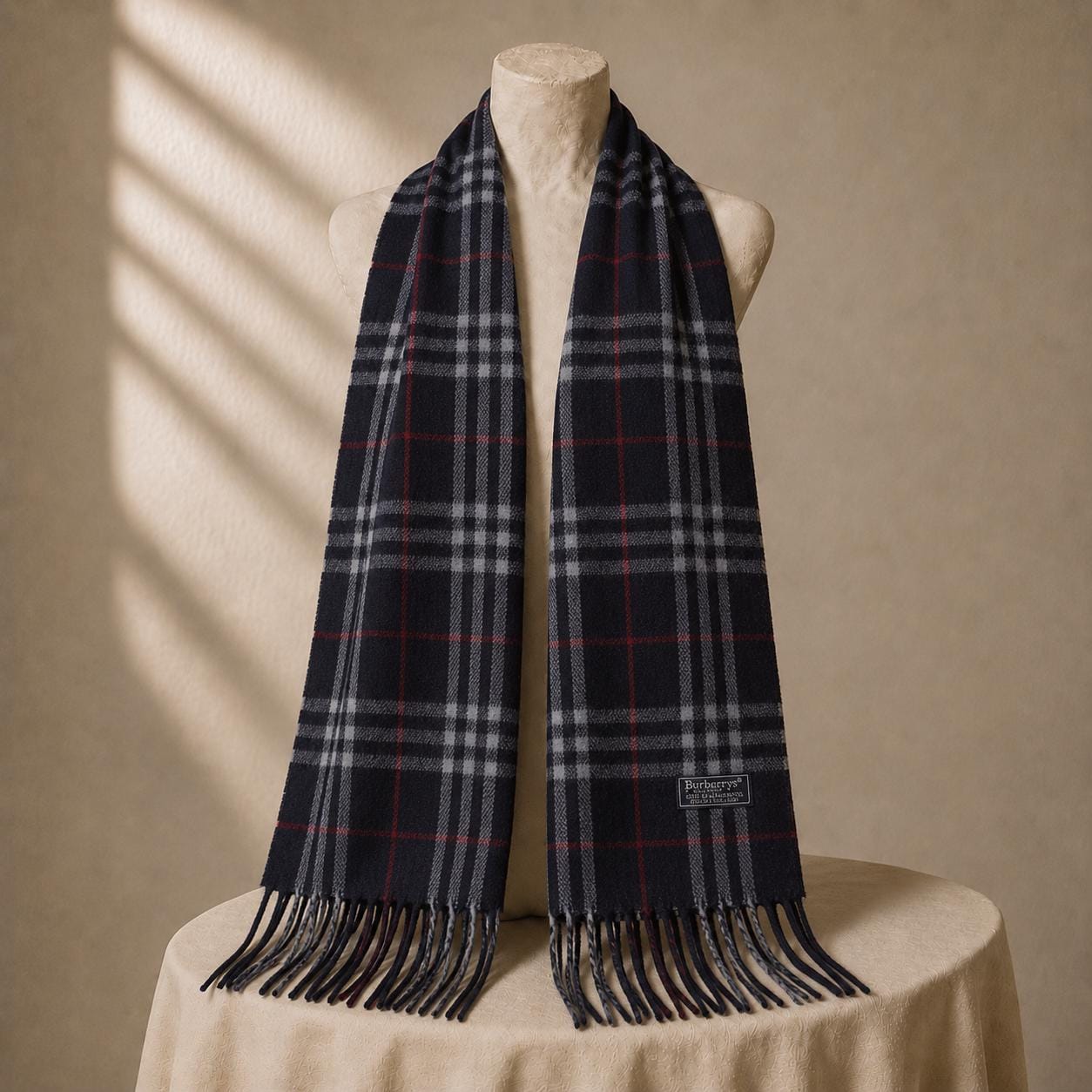 Burberry Navy Blue Scarf Navy Cashmere Scarf Burberry Blue Checks