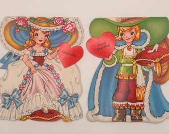 A-Meri-Card Cinderella  and Prince Charming Valentines, circa 1950s