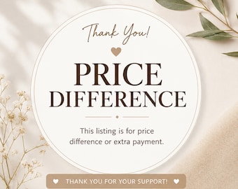 Price Difference / Extra Payment Link / Add-on Payment / Order Adjustment / Custom Fee / Additional Shipping Fee