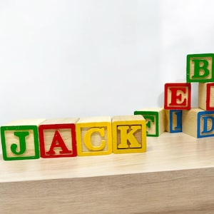 Alphabet Wood Blocks Retro Wooden ABC Block Decor Cake Toppers Baby Photo Props Baby Shower Gift