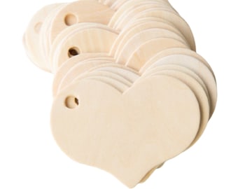 QTY 25- 2-5/16″ Heart Tags, Heart With Hole, Wedding Favors, Wood Heart Gift Tags, Valentine Tags, Valentine Hearts,Message Hearts-FREE SHIP