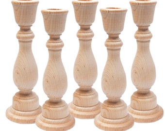 QTY 100- 6.75" Wood Candlestick Holder, Table Decor, Wedding Candles, Wedding Decor, Farmhouse Candles, Rustic Candlestick, Free US SHIP