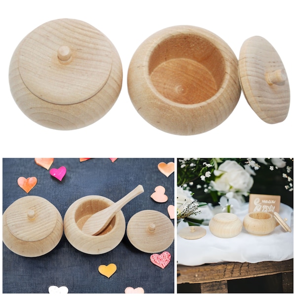 QTY 1- 1,5 "großes Holzglas, Bohnentopf, Zahnfeeglas, Pretend Play Kitchen, Holztopf, unfertige Holzkisten, Tole-Malerei, Schmuckaufbewahrung