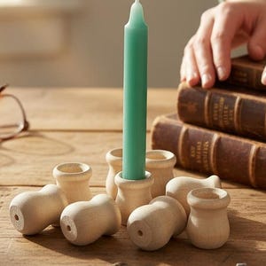 Houten kaarskopjes Kleine kandelaars Bruiloft- en woondecoratie Chanoekakandelaars Huisverwarmingscadeau Set van 5 kaars bruiloftsdecor