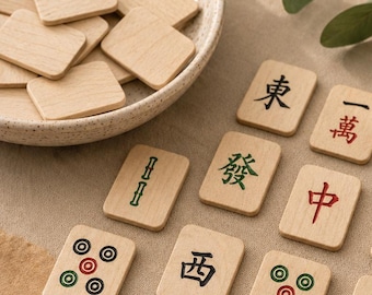 Oavslutat Mahjong-set Blankt trä Rektangulärt trä Smyckestillverkningskomponent Hantverk Blankt Rundad kant Tunn Utskuren Små träplattor Set om 50