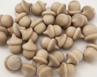 Natural Wood Acorn Craft Supply Fall Decor Waldorf Toy Counting Learning Material Kit Sensory Bin Item Sorting Game Activity Set of 100