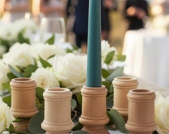 Wood Candle Set of 10 Holders DIY Wedding Accents Home Decor Cake Table Decor Wedding Candlesticks Wood Candlestick
