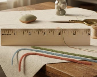 Righello in legno da 6 pollici, righello dritto, strumento di misurazione, materiale scolastico, progetto artigianale fai da te, pino, materiale naturale, regalo per insegnanti, filato, misurazione