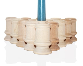 QTY 100- 2.5" Tall Natural Wood Candlestick Holders, Wedding Candle Holders, Table Centerpieces ,Home Decor, Tapered Candle FREE US Ship