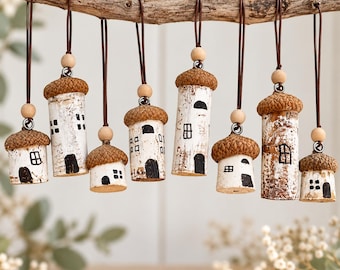 Realtor Gift Idea Acorn Cork House Ornament Housewarming Gift Ideas New Home Gift Basket Filler Unique Handmade Items Wine Lover Present