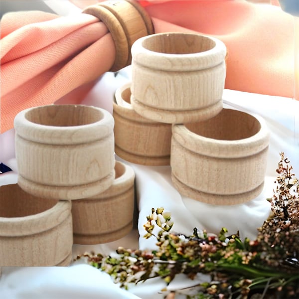 QTY 100- Napkin Ring Holder Natural Wood, Natural Wood Napkin Ring Holder, DIY Wood Napkin Rings, Table Setting Decor, Colonial Style Napkin