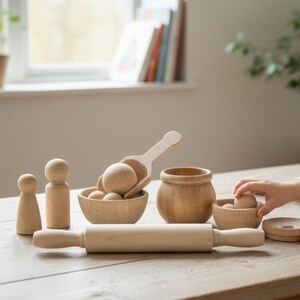 Bulk Small Wood Bowl Mini Jewelry Dish Handcrafted Wood Toy Kitchen Play Set Accessory Natural Spice Holder Montessori Item Sensory Material image 12