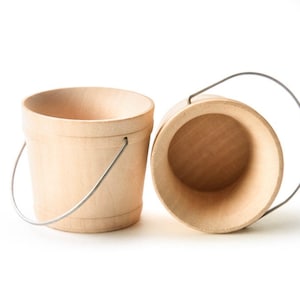 Wood Bucket Pail Mini Bucket Set of 10 Church Craft Kids Craft Mini House Wedding Favor DIY Craft Mini Wooden Buckets Party Decor