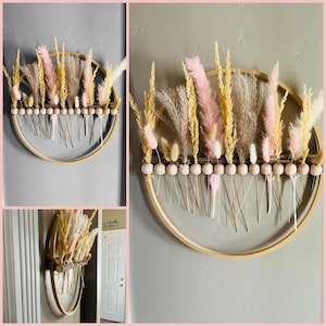 Ghirlanda in legno, cerchio vuoto, decorazione da appendere a parete o alla porta, anello per progetti fai da te, base non rifinita, grande cerchio in legno MDF da 16 pollici immagine 13