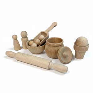 Bulk Small Wood Bowl Mini Jewelry Dish Handcrafted Wood Toy Kitchen Play Set Accessory Natural Spice Holder Montessori Item Sensory Material image 11
