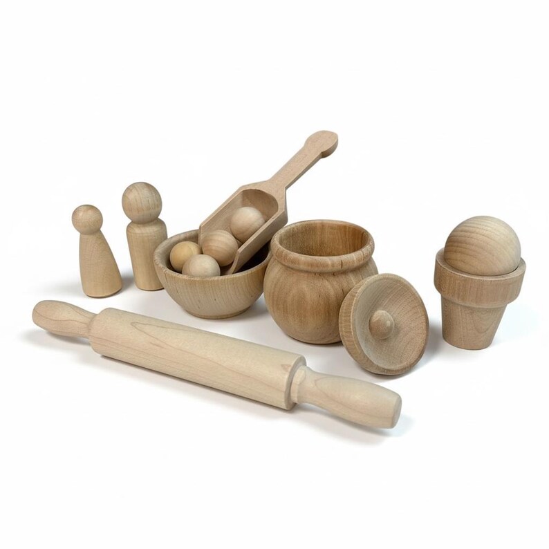 Bulk Small Wood Bowl Mini Jewelry Dish Handcrafted Wood Toy Kitchen Play Set Accessory Natural Spice Holder Montessori Item Sensory Material image 11