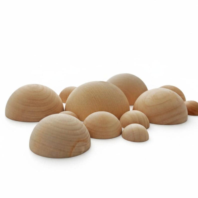 Half Split Balls Wreath Dome Ball Ball Split Half Ball Wooden Shapes Round Split Ball Craft Split Balls Wood Ball Halves Supplies Set of 10 image 19