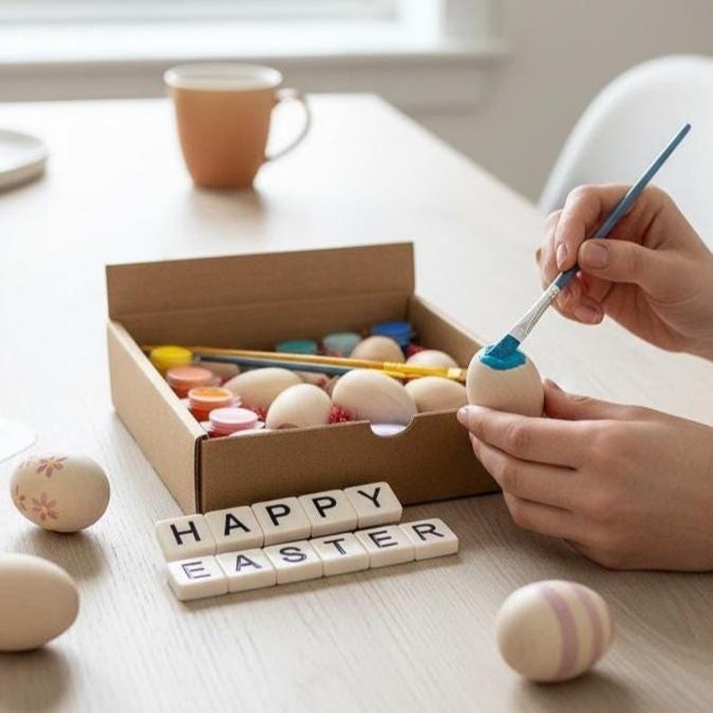 DIY Craft Kit Painting Wooden Egg Decorating Activity Child Art Project Creative Kid Gift Eco Friendly Sustainable Birthday Gift Unisex image 13