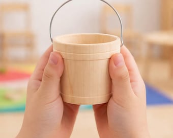 ミニチュア木製バケツセット（3個）、小さな木製バケツ 2-1/16インチ