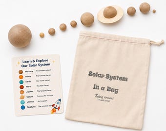 Wooden Solar System Model Kit Astronomy Education Toy Set Science Teacher Gift Idea Montessori Material Natural Wood Planet Collection Space