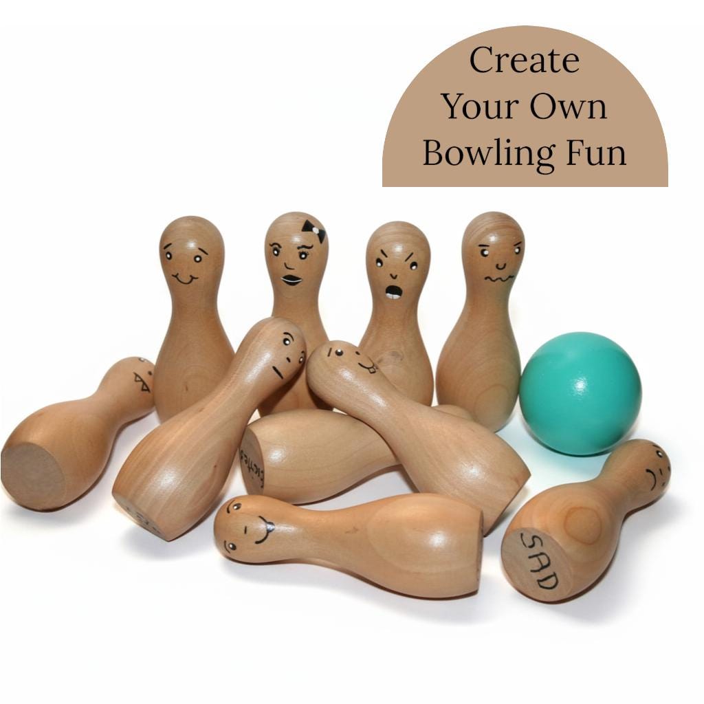 ミニチュア ボーリングセット 木製玩具 卓上ボーリングピンキット 天然