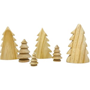 QTY 5 4.5 Wood Trees, Miniature Tree, Christmas Tree, Christmas Decor ...