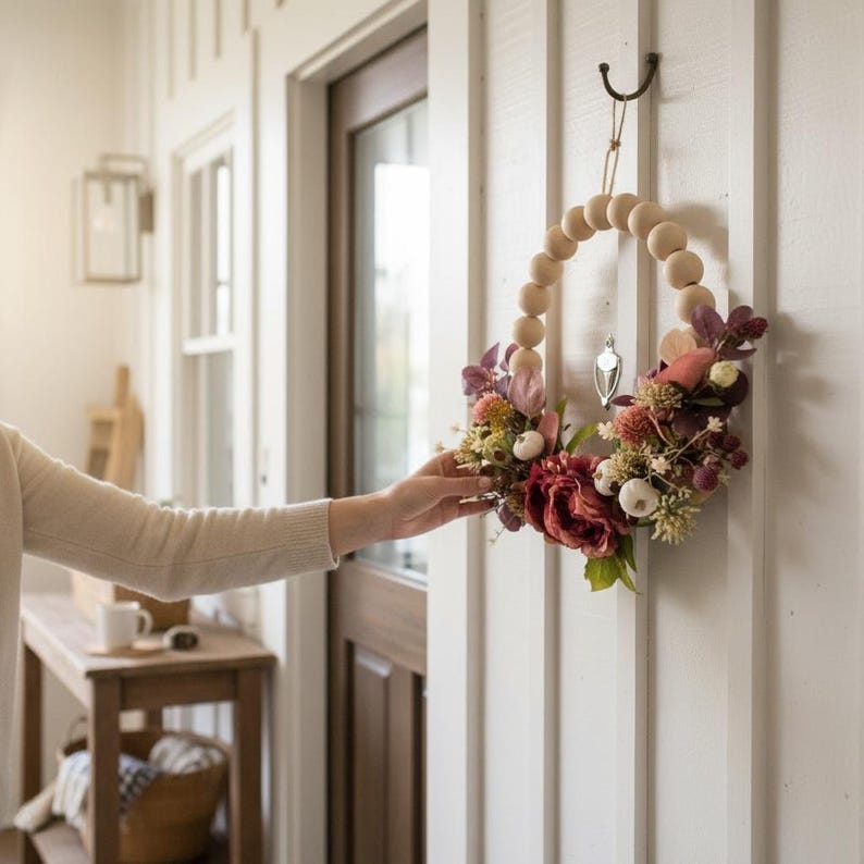 Ghirlanda in legno, cerchio vuoto, decorazione da appendere a parete o alla porta, anello per progetti fai da te, base non rifinita, grande cerchio in legno MDF da 16 pollici immagine 16