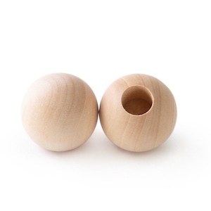 Juego de 10 bolas de madera para remate de barra de cortina, decoración, extremo de asta de bandera, suministros para manualidades, proyectos de bricolaje, bolas de madera con agujero de media pulgada