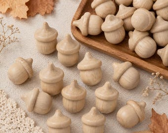 Wooden Acorn Fall Craft Supply Kit Natural Material Waldorf Toy Montessori Activity Sensory Play Counting Game Autumn Decor Bulk Quantity