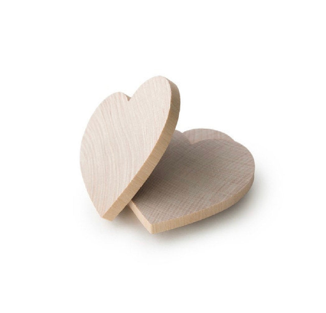 Cuore in legno 14 cm con decorazioni in gesso