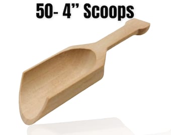 QTY 50- 4" Wooden Scoop, Candy Scoop, Bath Salt Scoop, Wedding Shower Favor, Wood Utensils, Mini Wood Scoop,Baby Shower Favor, FREE SHIPPING