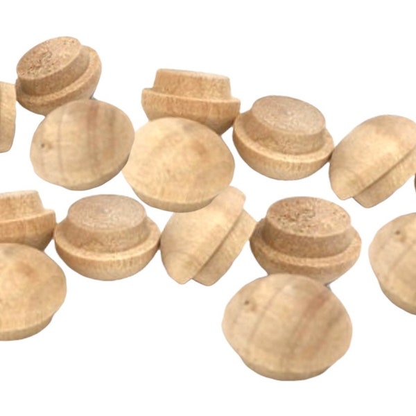 Chevilles en bois, Bouchon en forme de bouton, Cheville pour meuble, Maison de poupée champignon, Obturateur de trou de vis, Bouchon en bois, Bouchon en érable, Boutons de meubles