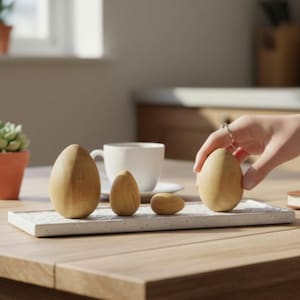 Wooden Easter Egg Painting Kit Children Craft Project Creative Activity Holiday Decoration Natural Wood Material Durable Design Flat Bottom Style Maple Construction Quality Paintable Surface Easter Basket Filler Educational Toy Sensory Play