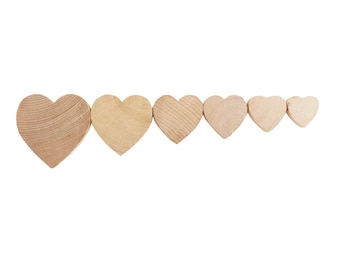 QTY 50- Various Sizes Wooden Heart, Unfinished DIY Wooden Hearts, Bulk Wooden Hearts, Wedding Guest Book Hearts, Wedding Hearts