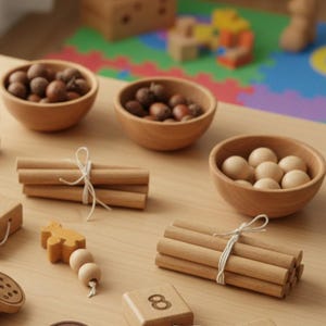 Bulk Small Wood Bowl Mini Jewelry Dish Handcrafted Wood Toy Kitchen Play Set Accessory Natural Spice Holder Montessori Item Sensory Material image 14